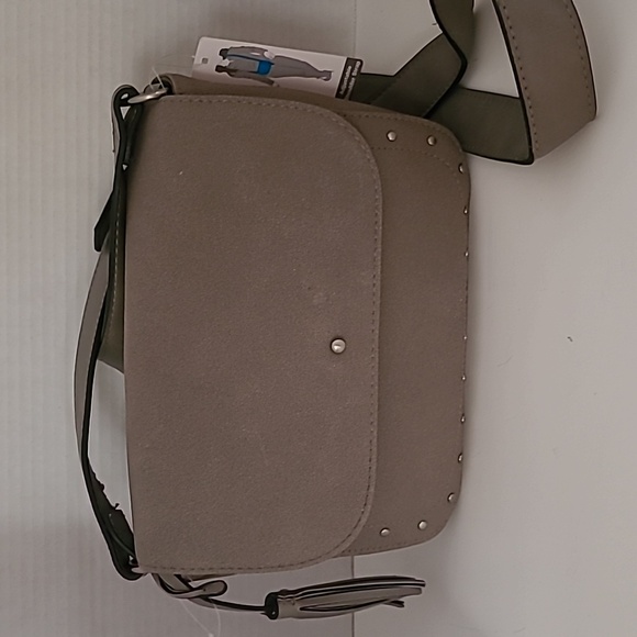 Gray Studded Saddle Crossbody/Shoulder Bag NWT - Picture 12 of 16